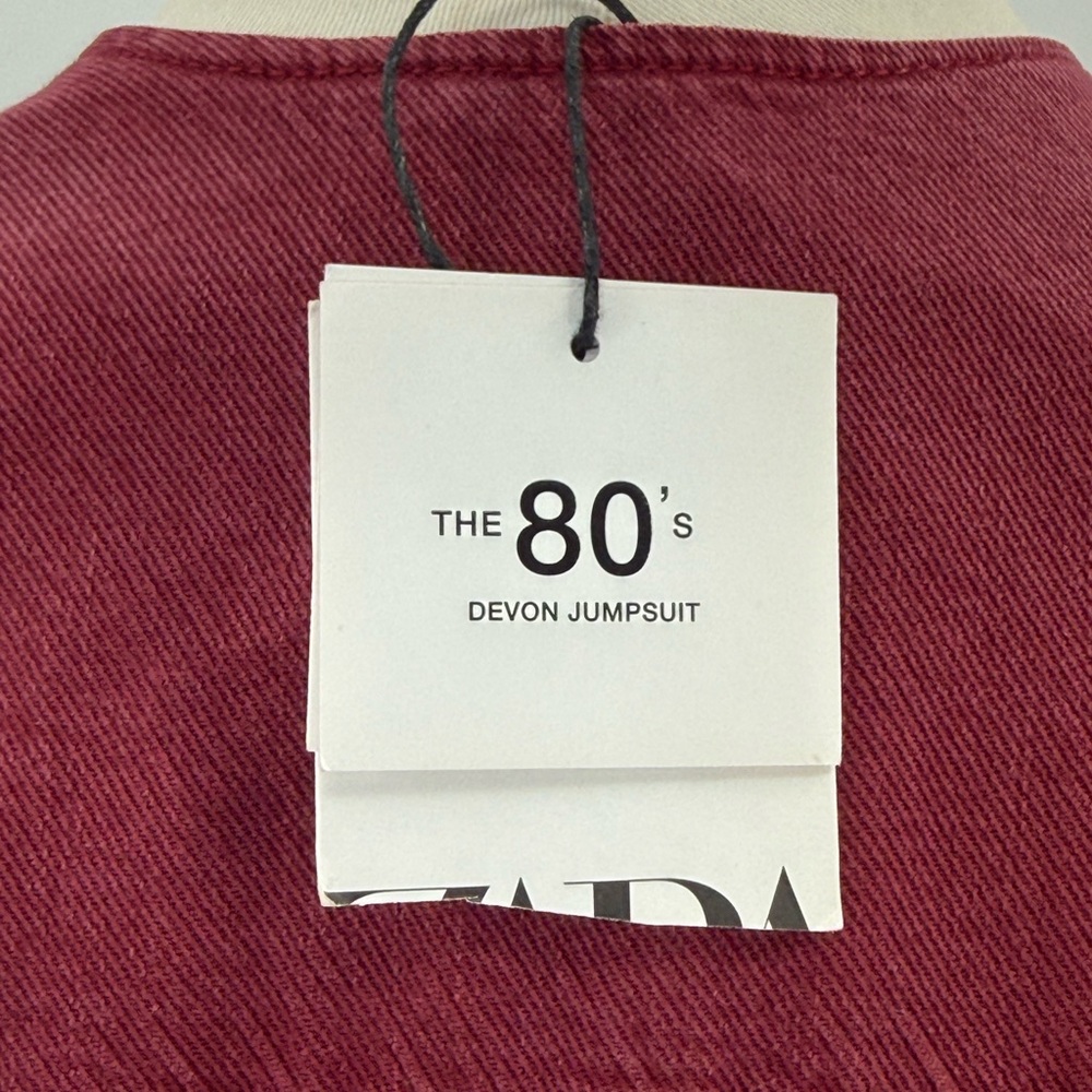 Zara The 80s Devon Burgundy Jumpsuit Long Sleeve Utility Romper Button Front - Picture 11 of 16